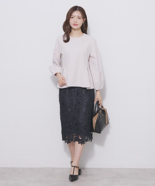 index（インデックス）の「レース衿ペプラムブラウス【洗濯機OK/ストレッチ】（シャツ/ブラウス・レディース・ブラック/ナチュラル・36/42/40/38）」の9枚目の写真