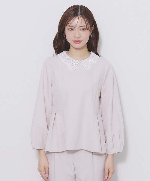 index（インデックス）の「レース衿ペプラムブラウス【洗濯機OK/ストレッチ】（シャツ/ブラウス・レディース・ブラック/ナチュラル・36/42/40/38）」の11枚目の写真