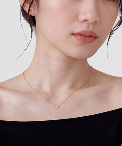 セール】Mirelle Solitaire Necklace ローズゴールド／ゴールド