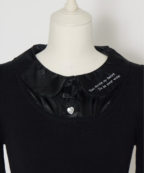 AVENCHUMU(アバンチュウム)の「Satin blouse ribbon jewele knit tops(ニット/セーター・レディース・ブラック×ピンク/ピンク/ブラック・FREE)」の17枚目の写真