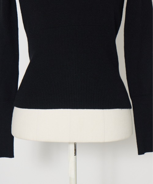 AVENCHUMU(アバンチュウム)の「Satin blouse ribbon jewele knit tops(ニット/セーター・レディース・ブラック×ピンク/ピンク/ブラック・FREE)」の11枚目の写真