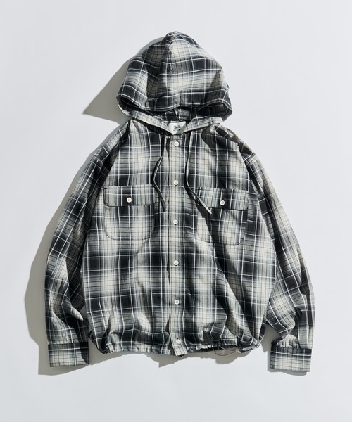 セール】OMBRE CHECK SHIRT HOODIE / オンブレチェックシャツフーディ