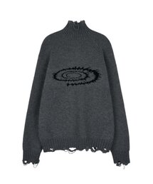 IDWS（アイドンワナセル）の「Swift Symbol High Neck Knit Zip Up Gray（カーディガン/ボレロ）」