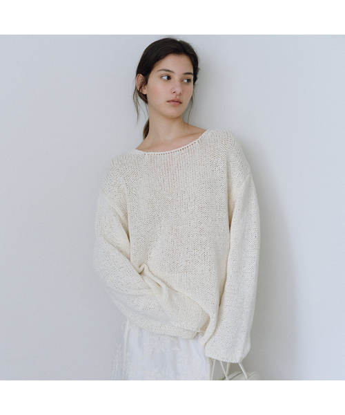 URAGO（ユラーゴ）の「Basey linen boatneck knit（ニット/セーター・レディース・ミント/オートミール/クリーム・FREE）」の2枚目の写真
