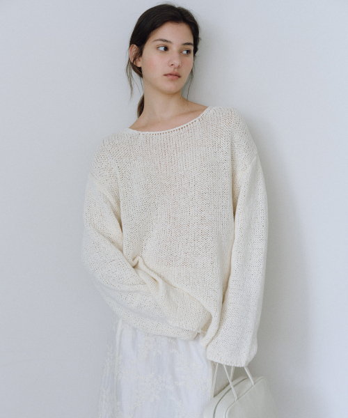 URAGO（ユラーゴ）の「Basey linen boatneck knit（ニット/セーター・レディース・ミント/オートミール/クリーム・FREE）」の5枚目の写真