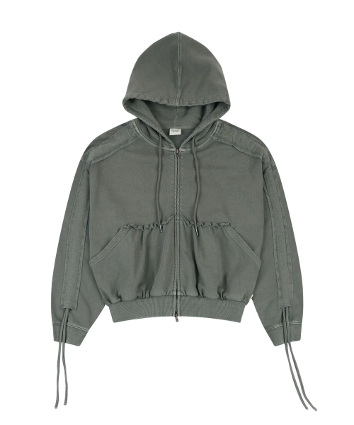 ORDINARY HOLIDAY（オーディナリー ホリデー）の「PIGMENT SHIRRING HOODIE [KHAKI]（パーカー・レディース・その他・FREE）」の2枚目の写真