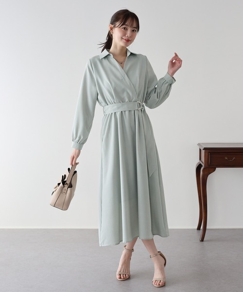 BLUEEAST(ブルーイースト)の「カシュクールシャツワンピース(ワンピース・レディース・モカ/ネイビー/ミント・MEDIUM)」の5枚目の写真