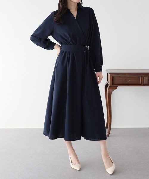 BLUEEAST(ブルーイースト)の「カシュクールシャツワンピース(ワンピース・レディース・モカ/ネイビー/ミント・MEDIUM)」の14枚目の写真