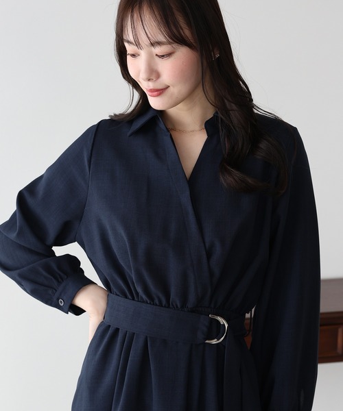 BLUEEAST(ブルーイースト)の「カシュクールシャツワンピース(ワンピース・レディース・モカ/ネイビー/ミント・MEDIUM)」の18枚目の写真