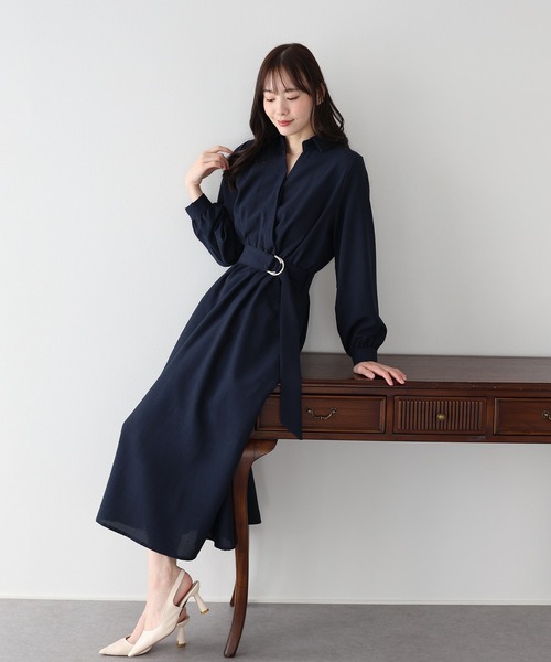 BLUEEAST(ブルーイースト)の「カシュクールシャツワンピース(ワンピース・レディース・モカ/ネイビー/ミント・MEDIUM)」の17枚目の写真