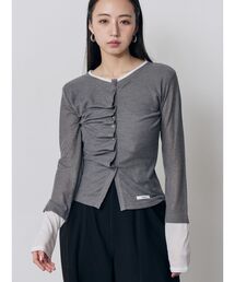 MURUA（ムルーア）の「ウェーブバイカラーカーデトップス（カーディガン/ボレロ）」