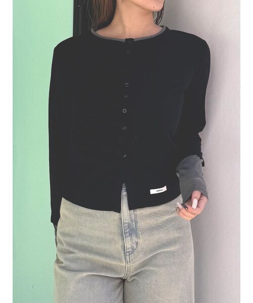 MURUA（ムルーア）の「ウェーブバイカラーカーデトップス（カーディガン/ボレロ・レディース・ブラック/ブルー/グレー・FREE）」の20枚目の写真