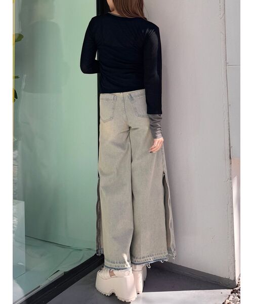 MURUA（ムルーア）の「ウェーブバイカラーカーデトップス（カーディガン/ボレロ・レディース・ブラック/ブルー/グレー・FREE）」の5枚目の写真