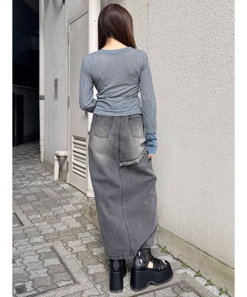 MURUA（ムルーア）の「ウェーブバイカラーカーデトップス（カーディガン/ボレロ・レディース・ブラック/ブルー/グレー・FREE）」の10枚目の写真