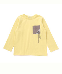 BeBe（ベベ）の「【抗菌防臭・UVカット】タフタポケットロゴプリント天竺長袖Tシャツ(90~130cm)（Tシャツ/カットソー）」