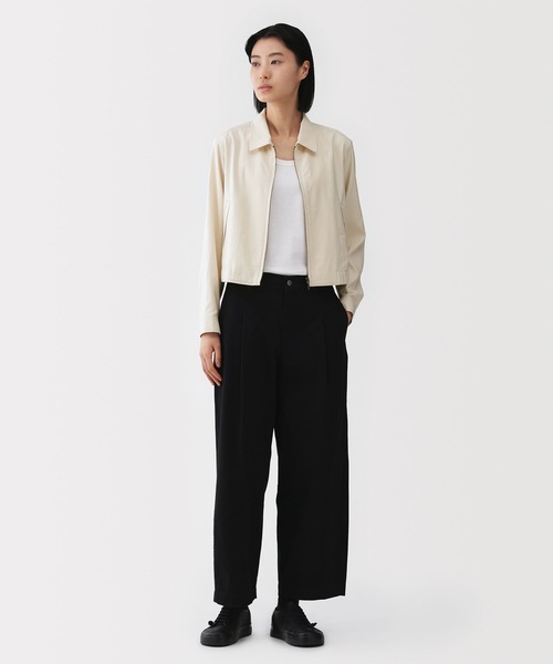 MUJI Labo（ムジラボ）の「〔MUJI Labo〕婦人 レーヨンコットン 襟付きショートブルゾン（ブルゾン・レディース・アイボリー/ブラック・L/M/XL/S）」の4枚目の写真
