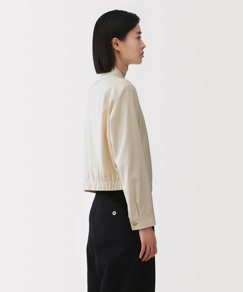 MUJI Labo（ムジラボ）の「〔MUJI Labo〕婦人 レーヨンコットン 襟付きショートブルゾン（ブルゾン・レディース・アイボリー/ブラック・L/M/XL/S）」の5枚目の写真