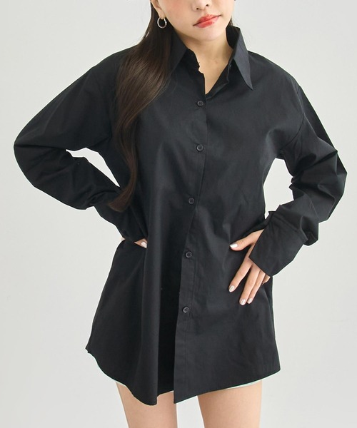 ANAP(アナップ)の「カフスデザイン ロングシャツ(シャツ/ブラウス・レディース・ホワイト/ブラック/ブルー・F)」の2枚目の写真
