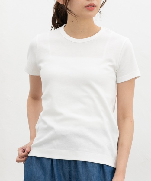 Honeys(ハニーズ)の「【ハニさら・接触冷感・UVカット】半袖コンパクトTシャツ(Tシャツ/カットソー・レディース・ブラック/オフホワイト/ダークベージュ/スミクロ/レッド・S/M/LL/L)」の8枚目の写真