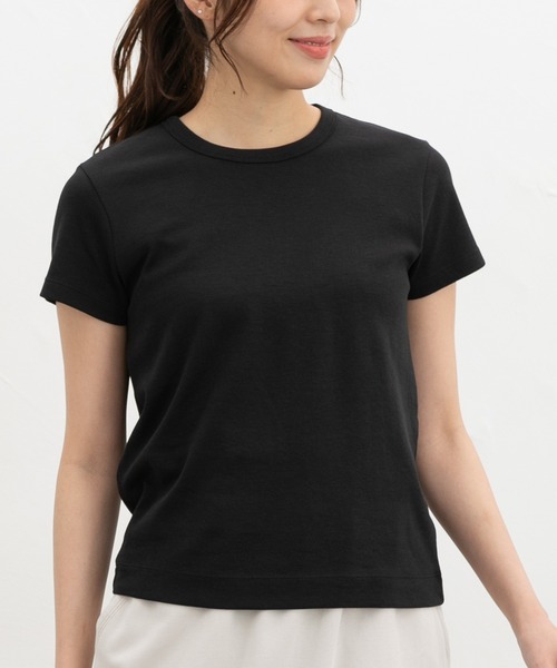 Honeys(ハニーズ)の「【ハニさら・接触冷感・UVカット】半袖コンパクトTシャツ(Tシャツ/カットソー・レディース・ブラック/オフホワイト/ダークベージュ/スミクロ/レッド・S/M/LL/L)」の10枚目の写真