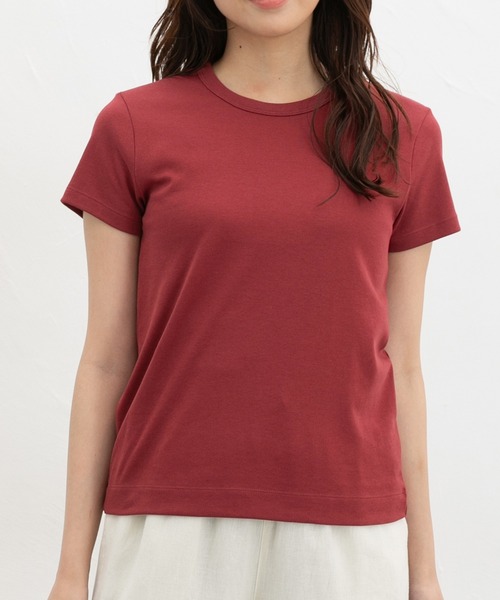 Honeys(ハニーズ)の「【ハニさら・接触冷感・UVカット】半袖コンパクトTシャツ(Tシャツ/カットソー・レディース・ブラック/オフホワイト/ダークベージュ/スミクロ/レッド・S/M/LL/L)」の12枚目の写真
