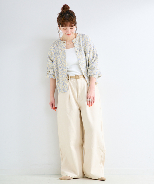 B.C STOCK（ベーセーストック）の「手洗い可 / ミックスヤーンニット（カーディガン/ボレロ・レディース・レッド/ブルー/ブラック・FREE）」の16枚目の写真