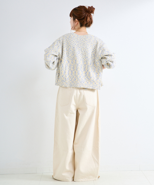 B.C STOCK（ベーセーストック）の「手洗い可 / ミックスヤーンニット（カーディガン/ボレロ・レディース・レッド/ブルー/ブラック・FREE）」の18枚目の写真