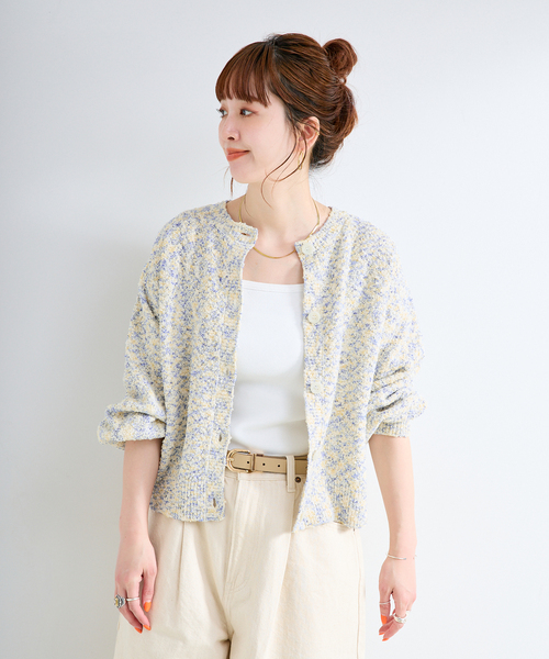 B.C STOCK（ベーセーストック）の「手洗い可 / ミックスヤーンニット（カーディガン/ボレロ・レディース・レッド/ブルー/ブラック・FREE）」の19枚目の写真
