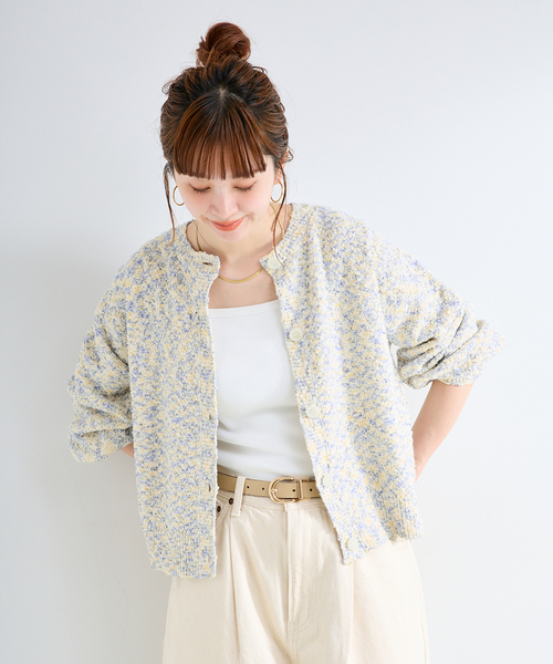 B.C STOCK（ベーセーストック）の「手洗い可 / ミックスヤーンニット（カーディガン/ボレロ・レディース・レッド/ブルー/ブラック・FREE）」の20枚目の写真