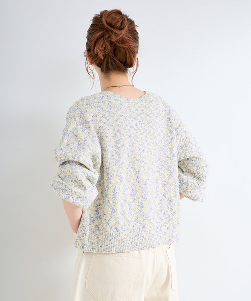 B.C STOCK（ベーセーストック）の「手洗い可 / ミックスヤーンニット（カーディガン/ボレロ・レディース・レッド/ブルー/ブラック・FREE）」の11枚目の写真