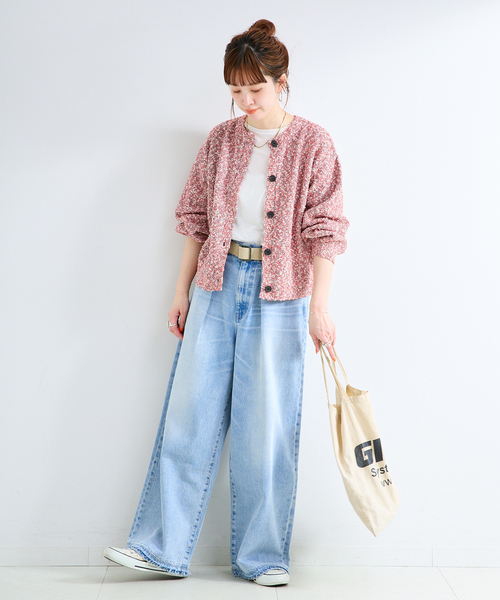 B.C STOCK（ベーセーストック）の「手洗い可 / ミックスヤーンニット（カーディガン/ボレロ・レディース・レッド/ブルー/ブラック・FREE）」の12枚目の写真