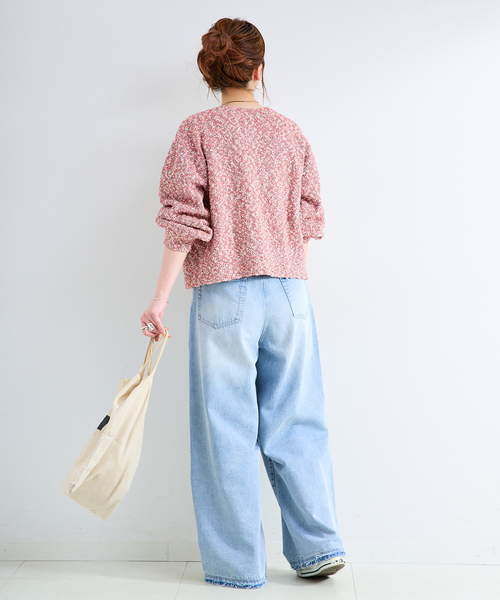 B.C STOCK（ベーセーストック）の「手洗い可 / ミックスヤーンニット（カーディガン/ボレロ・レディース・レッド/ブルー/ブラック・FREE）」の14枚目の写真