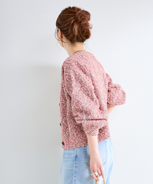 B.C STOCK（ベーセーストック）の「手洗い可 / ミックスヤーンニット（カーディガン/ボレロ・レディース・レッド/ブルー/ブラック・FREE）」の5枚目の写真