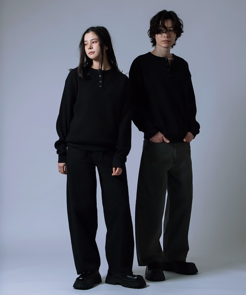improves(インプローブス)の「【Unisex】ワッフル ヘンリーネック ロンT(Tシャツ/カットソー・メンズ・ブラック/ライトグレー/ブラック系・FREE/LARGE/MEDIUM)」の15枚目の写真