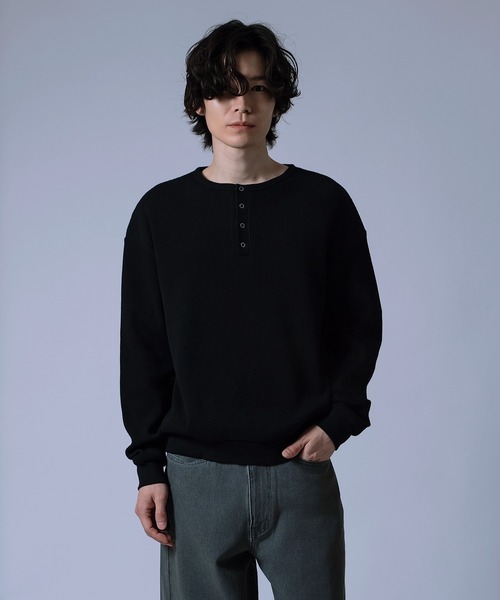 improves(インプローブス)の「【Unisex】ワッフル ヘンリーネック ロンT(Tシャツ/カットソー・メンズ・ブラック/ライトグレー/ブラック系・FREE/LARGE/MEDIUM)」の16枚目の写真