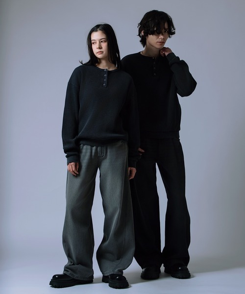 improves(インプローブス)の「【Unisex】ワッフル ヘンリーネック ロンT(Tシャツ/カットソー・メンズ・ブラック/ライトグレー/ブラック系・FREE/LARGE/MEDIUM)」の22枚目の写真