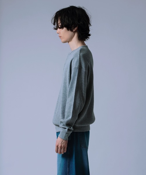 improves(インプローブス)の「【Unisex】ワッフル ヘンリーネック ロンT(Tシャツ/カットソー・メンズ・ブラック/ライトグレー/ブラック系・FREE/LARGE/MEDIUM)」の5枚目の写真