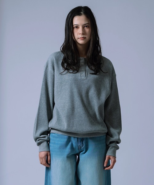 improves(インプローブス)の「【Unisex】ワッフル ヘンリーネック ロンT(Tシャツ/カットソー・メンズ・ブラック/ライトグレー/ブラック系・FREE/LARGE/MEDIUM)」の7枚目の写真