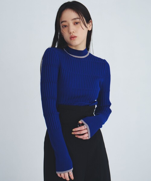 UNITED TOKYO(ユナイテッドトウキョウ)の「リップルボーダーニット|ウォッシャブル/オフィスカジュアル/春服(ニット/セーター・レディース・グレー/ブルー/アイボリー・FREE)」の4枚目の写真