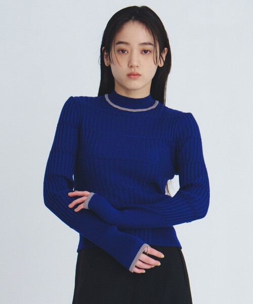 UNITED TOKYO(ユナイテッドトウキョウ)の「リップルボーダーニット|ウォッシャブル/オフィスカジュアル/春服(ニット/セーター・レディース・グレー/ブルー/アイボリー・FREE)」の7枚目の写真