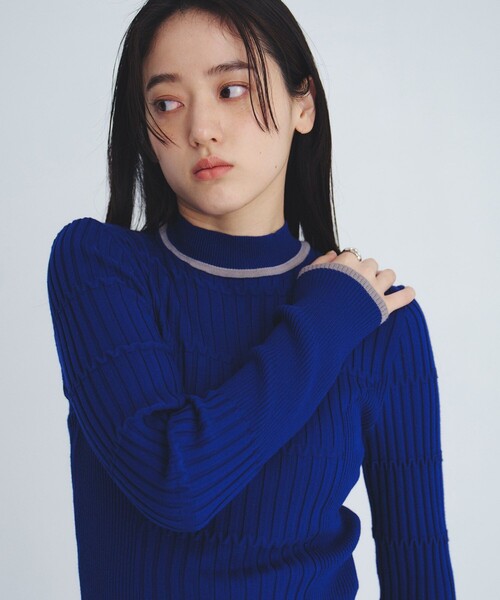 UNITED TOKYO(ユナイテッドトウキョウ)の「リップルボーダーニット|ウォッシャブル/オフィスカジュアル/春服(ニット/セーター・レディース・グレー/ブルー/アイボリー・FREE)」の10枚目の写真