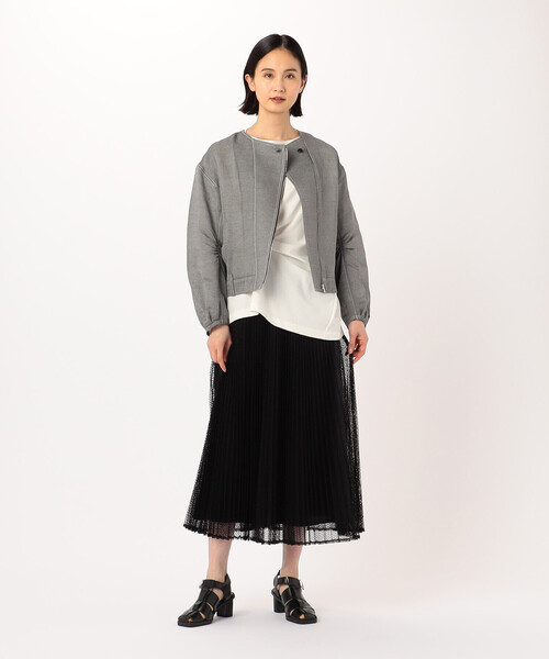 Gabardine K.T（ギャバジンケーティー）の「〔 +サイズ 〕 紙ビエラ ライダース風のブルゾン（ブルゾン・レディース・ホワイト・15号）」の8枚目の写真