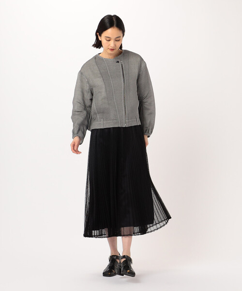 Gabardine K.T（ギャバジンケーティー）の「〔 +サイズ 〕 紙ビエラ ライダース風のブルゾン（ブルゾン・レディース・ホワイト・15号）」の10枚目の写真