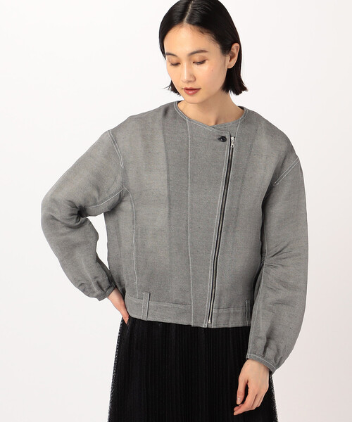 Gabardine K.T（ギャバジンケーティー）の「〔 +サイズ 〕 紙ビエラ ライダース風のブルゾン（ブルゾン・レディース・ホワイト・15号）」の14枚目の写真