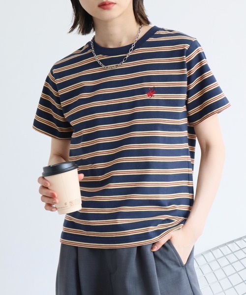BEVERLY HILLS POLO CLUB（ビバリーヒルズポロクラブ）の「【Bevery Hills Polo Club/ビバリーヒルズポロクラブ】ワンポイント刺繍 コンパクトTシャツ（Tシャツ/カットソー・レディース・アイボリー/ブラウン/オレンジ/スミクロ/ネイビー/ホワイト・M）」の5枚目の写真