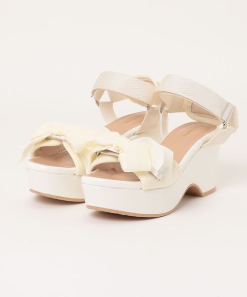 la farfa shoes ワイドベルト 厚底リボンサンダル（サンダル）｜la
