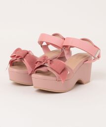 la farfa shoes ワイドベルト 厚底リボンサンダル