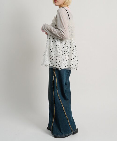 w closet（ダブルクローゼット）の「ドットチュールキャミ（シャツ/ブラウス・レディース・オフホワイト/ブラック・FREE）」の10枚目の写真