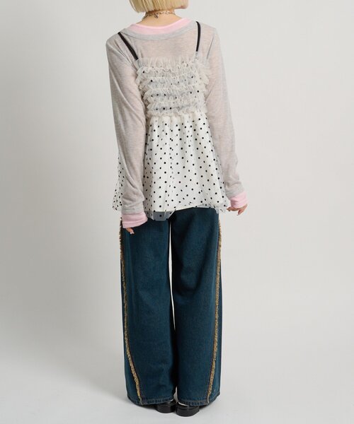 w closet（ダブルクローゼット）の「ドットチュールキャミ（シャツ/ブラウス・レディース・オフホワイト/ブラック・FREE）」の11枚目の写真