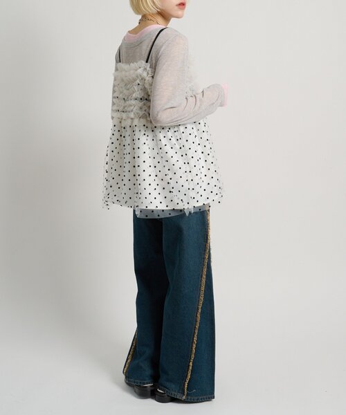 w closet（ダブルクローゼット）の「ドットチュールキャミ（シャツ/ブラウス・レディース・オフホワイト/ブラック・FREE）」の12枚目の写真